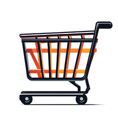 Aufkleber - Modern design icon of a shopping cart symbolising retail, isolated on a empty plain background