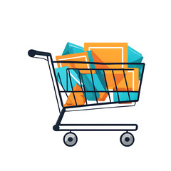 Aufkleber - Modern design icon of a shopping cart symbolising retail, isolated on a empty plain background