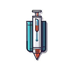 Poster - Modern design icon of a syringe with shield symbolising medical protection, isolated on a empty plain background