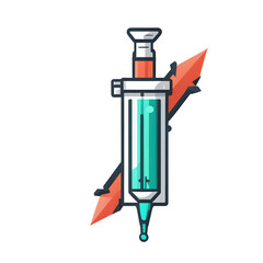 Poster - Modern design icon of a syringe with shield symbolising medical protection, isolated on a empty plain background
