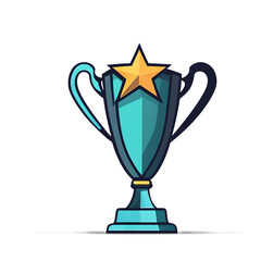 Poster - Modern design icon of a trophy with star symbolising excellence, isolated on a empty plain background