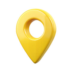 Fototapete - 3d yellow map pointer icon isolated on transparent background. Yellow location pin cut out