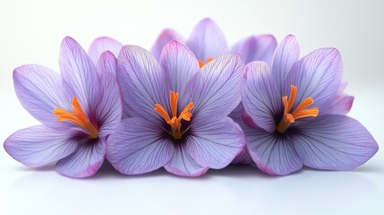 Aufkleber - set of a crisp detailed shot of saffron flowers in their full bloom showcasing the rich purple petals,orange stamens on transparent background ai generated,photo stock