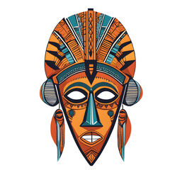 Poster - Modern design icon of an African tribal mask symbolising cultural heritage isolated on a empty plain background
