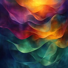 Aufkleber - Dynamic Abstract 3D Render with Iridescent Ribbons in Motion and Vibrant 90s Style Colors
