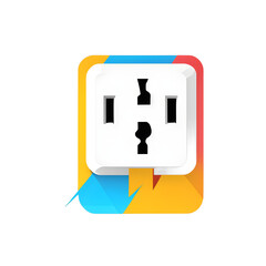 Poster - Modern design icon of an electric plug with lightning bolt symbolising power, isolated on a empty plain background