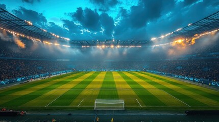 Poster - soccer football stadium,floodlights,stock image