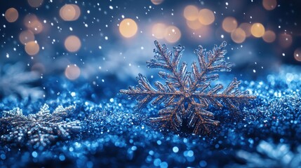 Aufkleber - sparkling blue winter background,snowflakes