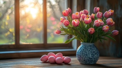 Aufkleber - spring easter holiday table still life