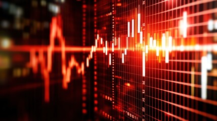 Aufkleber - Abstract visualization of a red digital sound wave pattern representing audio frequencies
