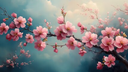Aufkleber - spring flowers painting blossom plant,stock image