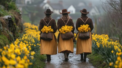Aufkleber - st david s day celebration in wales,daffodils