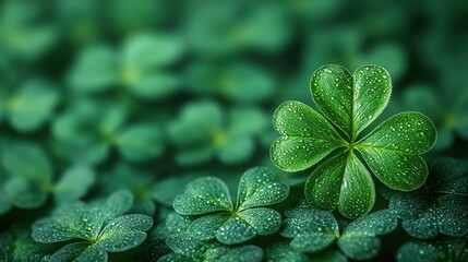 Poster - st patrick s day background featuring a shamrock on a green backdrop concept of luck,st patrick s day green background for saint patrick s day advertisement,stock image