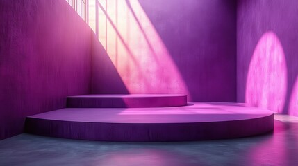 Poster - stock photo features a minimalist gradient purple studio room background creating a sleek,versatile setting for product photography