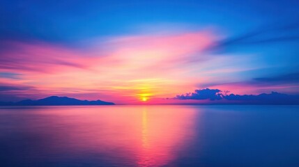 Wall Mural - serene sunset over calm waters with vibrant colors reflecting on the surface