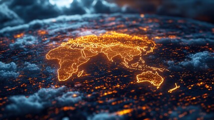 Aufkleber - telecomunicaciones globales y computacion en nube ilustracion 3d del concepto de redes e internet y mapa mundial,stock image