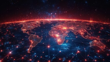 Poster - telecomunicaciones globales y computacion en nube ilustracion 3d del concepto de redes e internet y mapa mundial,photo stock