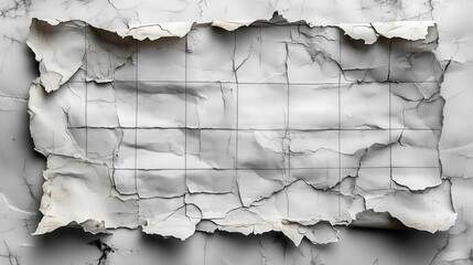 Aufkleber - torn paper vintage note grid memo black,white,stock image