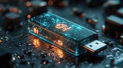 Poster - usb thumbdrive,hacked on screen