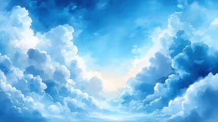 Leinwandbilder - watercolor blue sky background watercolor background,clouds,photo stock