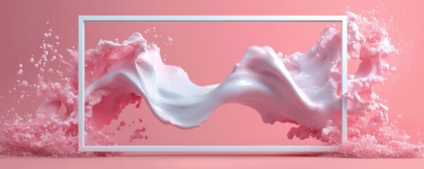 Poster - Crimson Accents on a Layered Geometric Design in Pink and White