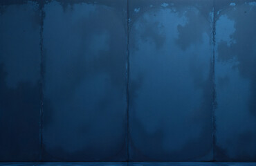 Poster - A Dark Blue Grunge Background Features A Textured Plastered Concrete Wall And A Navy Blue Grainy Rough Surface For Contrast.