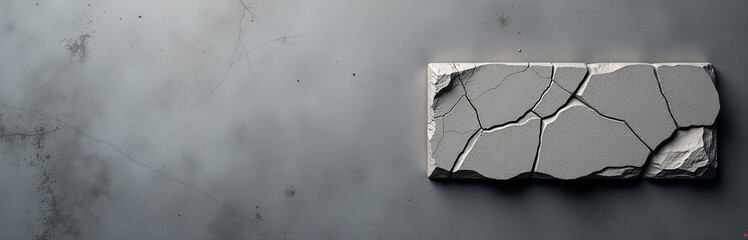 Aufkleber - A Grungy Gray Background Features Copy Space While A Contrasting Banner Has A Cracked Stone Textured Design Element Prominently Displayed.