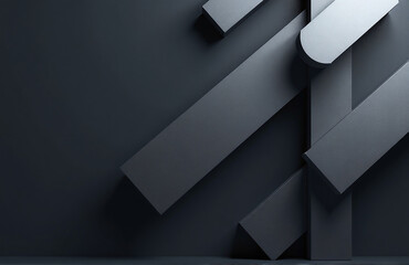 Aufkleber - A Modern Design Features A Dark Gray And Silver Geometric Pattern With Shadows And Gradients For A 3d Effect And Minimalist Look.