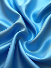 Aufkleber - Blue Satin Fabric Provides A Beautiful Wavy Background With Elegant Folds, Perfect For Adding Web Banner Designs And Copy Space.