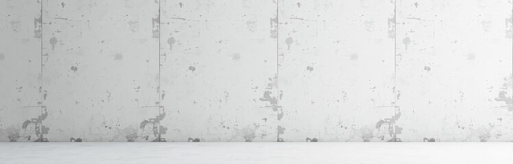Aufkleber - Light Gray Cement Background With Textured White Concrete Wall And Ample Space For Design Elements And A Wide Panoramic Display.