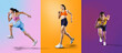 © vitaliy_melnik - Sports color background. The woman with runner. Isolated scene.