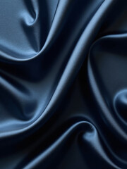 Aufkleber - Silk Satin Fabric With Silky Shine And Soft Folds Draped Over A Black Dark Blue Abstract Background For A Beautiful Luxurious Look.