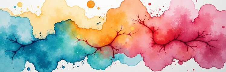 Aufkleber - Vibrant Colors And Textured Brushstrokes Come Together In An Artistic Watercolor Background, Perfect For Adding Your Own Creative Touch To Any Design.