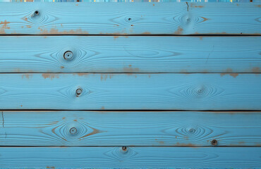 Poster - Weathered Wooden Boards With Knots And Cracks Create A Distressed Blue Background For Design Projects.