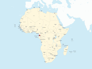  Detailed national location map of EQUATORIAL GUINEA within the great continent of Africa