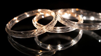 Leinwandbilder - Cascading interlocking rings of soft luminescent light forms