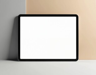 Aufkleber - Modern tablet mockup with blank white screen on minimal background. Tablet computer, digital device mockup. Empty display for app, web site, branding presentation or design.