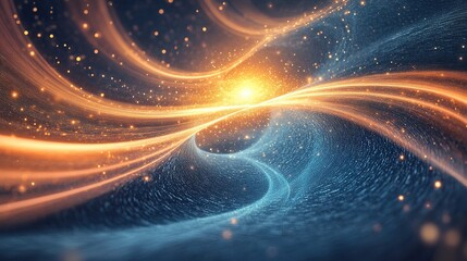 Leinwandbilder - Dynamic particle streams flowing outward from a warped glowing core