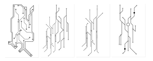 Vectors set of White Abstract geometric dots and lines connection circuit concept. Vector social network and connecting concept.