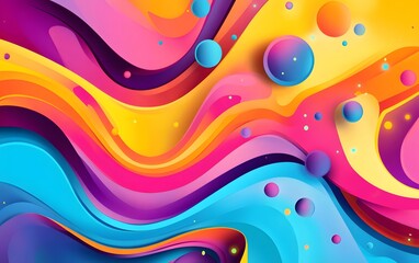 Poster - Vibrant and colorful abstract design featuring flowing lines and circular shapes. Ideal for backgrounds, posters, or any creative project that needs an energetic touch.