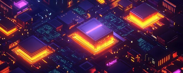 Poster - An abstract representation of futuristic technology featuring glowing circuits and intricate patterns, showcasing the beauty of modern electronics and digital innovation.