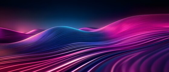 Poster - A stunning abstract digital landscape featuring flowing waves of vibrant pink and purple hues, set against a dark background, perfect for creative projects and visual storytelling.
