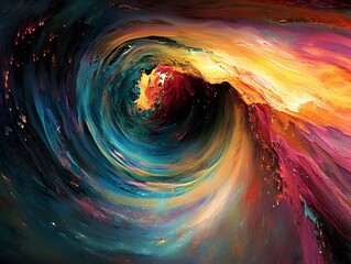 Poster - A mesmerizing swirl of vibrant colors creating a captivating abstract image, evoking a sense of movement and depth, perfect for artistic projects and modern decor.