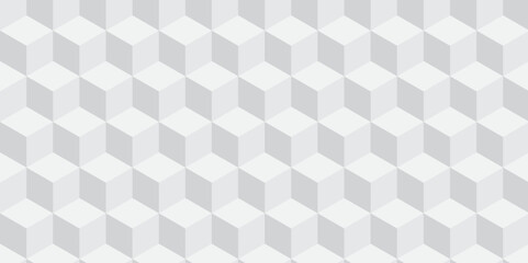  white and gray squares abstract cubic background. Seamless pattern with hexagon square cube geometric pattern. 