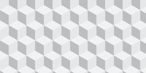  white and gray squares abstract cubic background. Seamless pattern with hexagon square cube geometric pattern. 