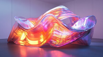 Leinwandbilder - Layers of translucent glass-like material folding and twisting mid-air