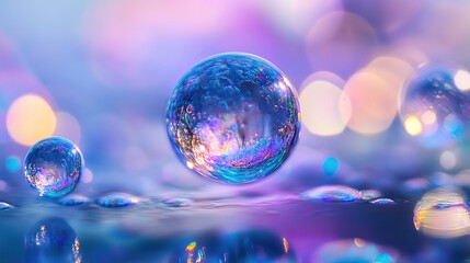 Poster - Perfectly floating spheres that appear as glowing bubbles