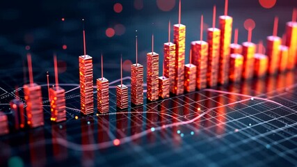 Aufkleber - 3D infographics for business presentation with neon glowing charts, bars and pie diagrams