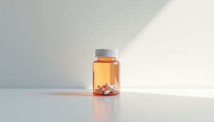 Poster - Prescription medication bottle with pills in soft lighting  