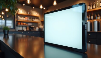 Aufkleber - Digital Menu Board Displaying Options in Modern Cafe Setting  